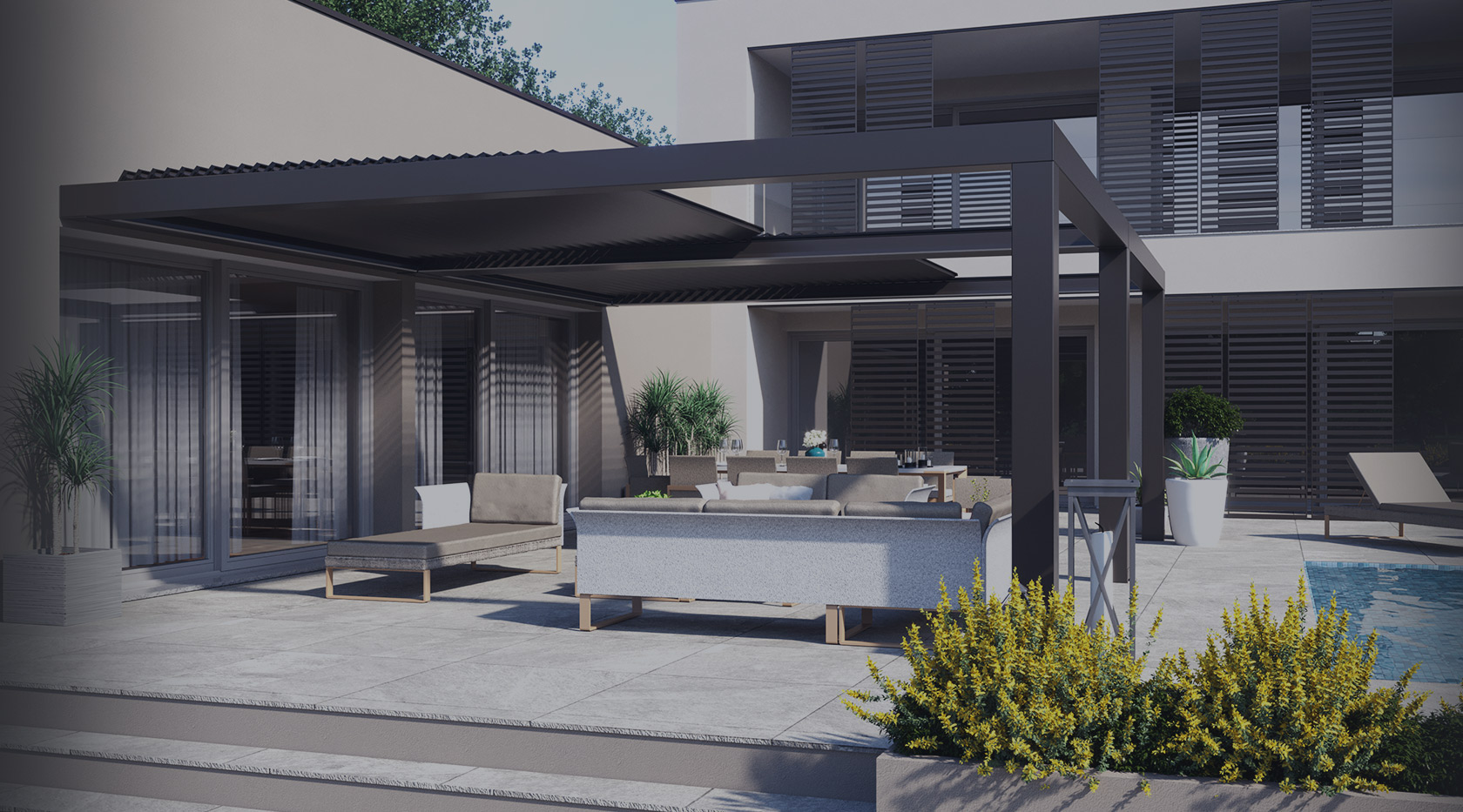 Pergola bioclimatique à lames orientables